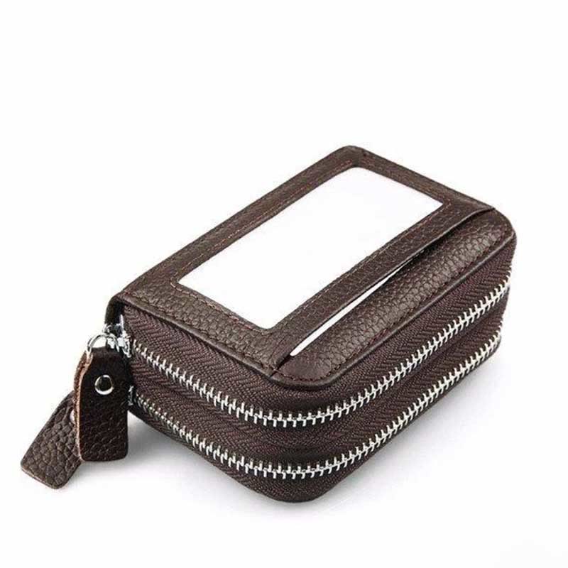 11 Card Slots RFID Genuine Leather Card Holder Purse