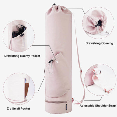 Large Capacity Yoga Mat Bag with Dry Wet Depart Pocket Bottle Holder