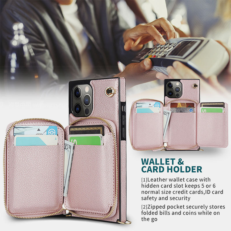 360° Edge Coverage Phone Case Multifunctional Card Holder Crossbody Bag Wallet