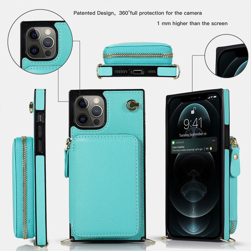 360° Edge Coverage Phone Case iPhone 16/15/14 Card Holder Crossbody Bag Wallet