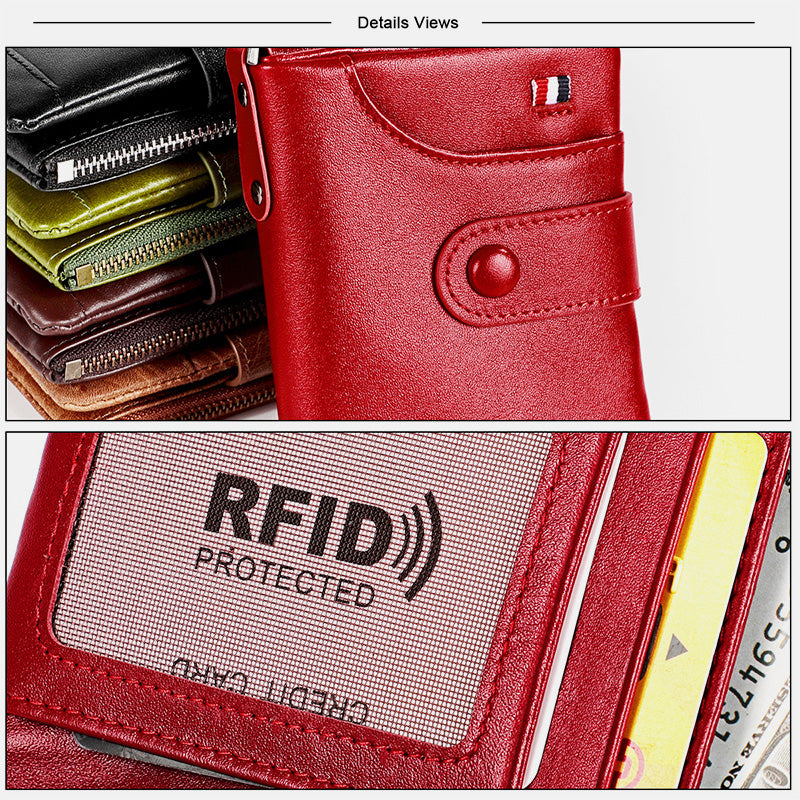 Genuine Leather Vintage RFID Blocking Wallet Purse