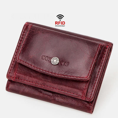 Genuine Leather RFID Anti-theft Small Wallet