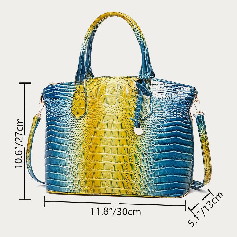 Crocodile Pattern Tote For Women Daily Mixed Color Crossbody Bag