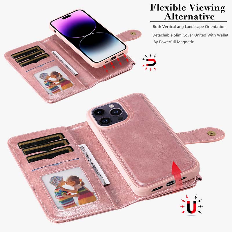 2 In 1 Phone Case For Iphone Multiple Slot Wallet