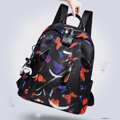 Women Waterproof Oxford Backpack Fashion Butterfly Print Light Travel Backpacks