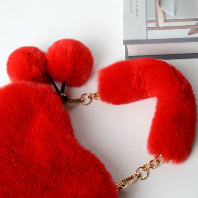 Heart Shape Plush Handbag For Girl Warm Birthday Gift