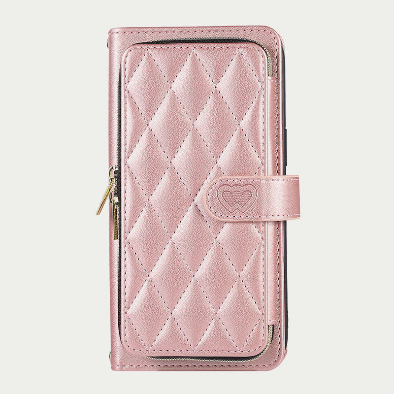 Zipper Wallet Phone Case Clutch for iPhone with Crossbody Strap Wrist Strap