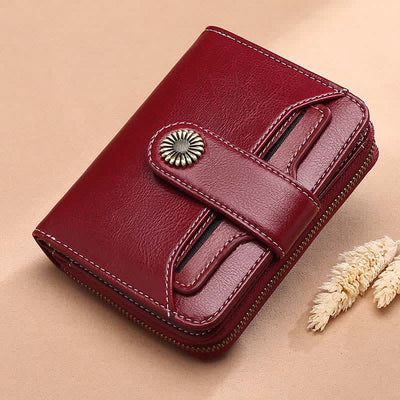 RFID Blocking Compact Bifold Leather Wallet with Detachable Card Holder