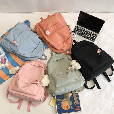 Backpack for Women Casual Cool Solid Nylon School Shoulder Bag