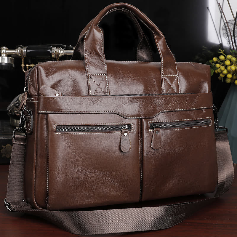 <Shipped within 24 hours> Men Genuine Leather Laptop Bag Briefcase