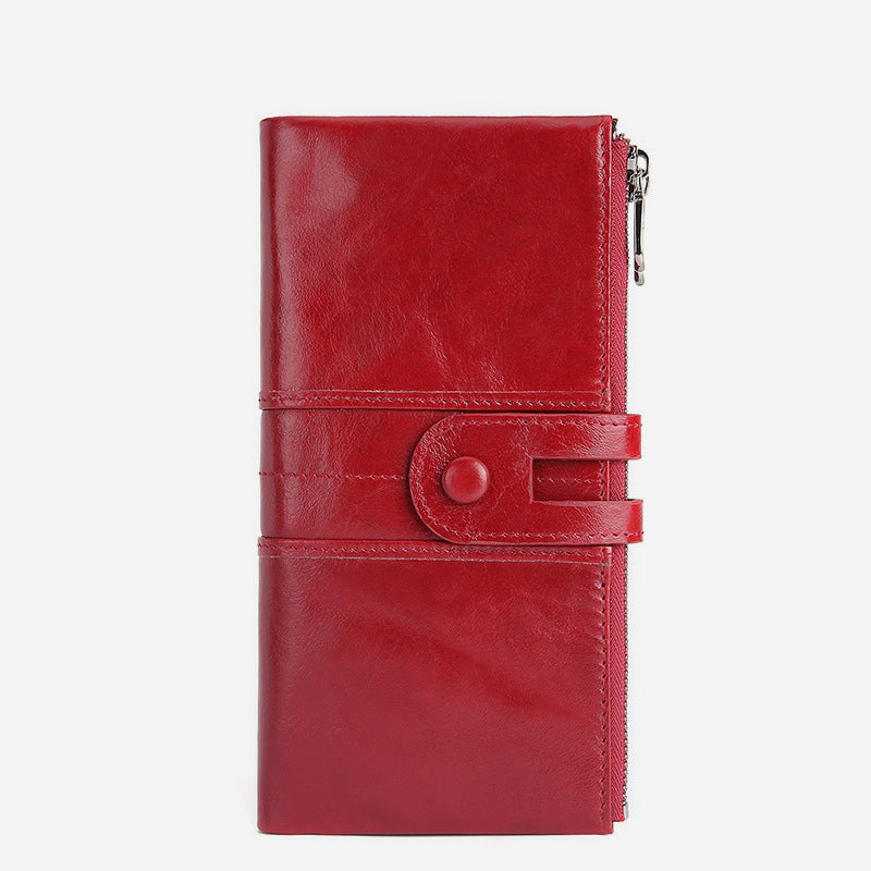 Genuine Leather RFID Long Wallet for Women