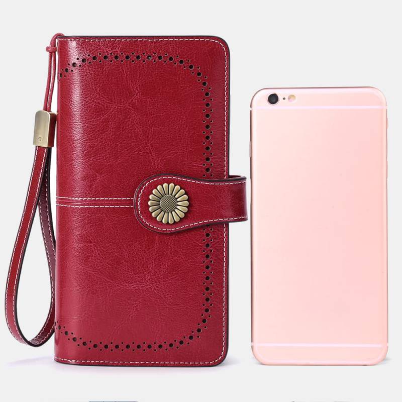 Women RFID Blocking Leather Wallet Multi-slot Credit Card Holder Clutch