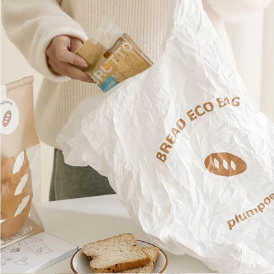 Foldable Shopping Paper Bag Cute Bread Pendant Storage Purse