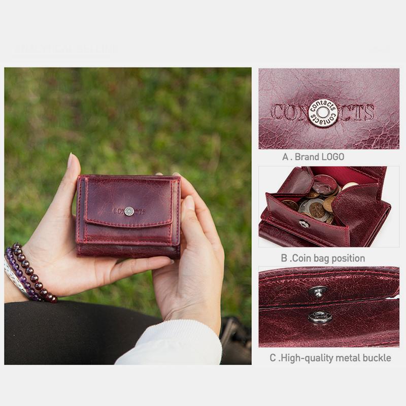 Genuine Leather RFID Anti-theft Small Wallet