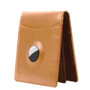 Men's Genuine Leather Bifold Airtag Wallet with RFID Blocking Anti-theft Wallet