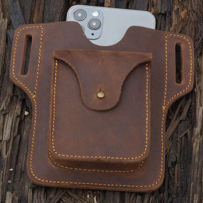 <Shipped within 24 hours> 7.2 Inch Leather Cell Phone Belt Bag