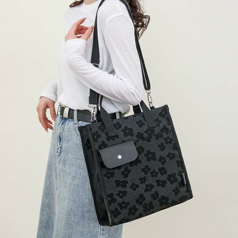 Floral Crossbody Tote For Office Cute Nylon Shoulder Purse