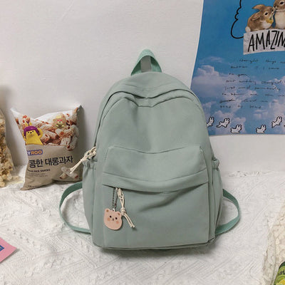 Backpack for Women Casual Cool Solid Nylon School Shoulder Bag