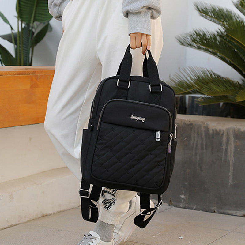 Lightweight Embossing Embroidery Backpack With USB Charging Port