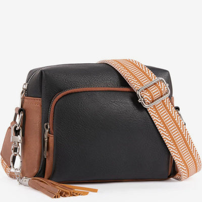 Trendy Faux Leather Crossbody Bag for Women Medium Tassel Shoulder Purses