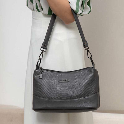 <Shipped within 24 hours> Triple Compartment Crossbody Bag Vegan Leather Bucket Bag