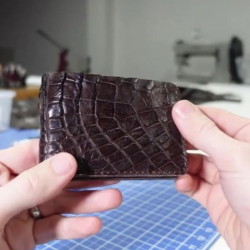 Handmade Genuine Leather Alligator Pattern Wallet for Women Men