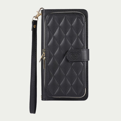 Zipper Wallet Phone Case Clutch for iPhone with Crossbody Strap Wrist Strap