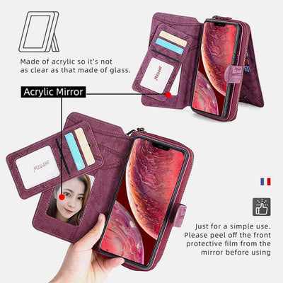 Wallet Case for iPhone 15/16 Series Magnetic Detachable Wallet Purse