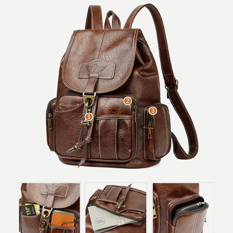 <Shipped within 24 hours> Vegan Leather Backpack Casual Daypack Purse