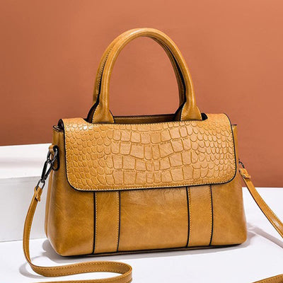 Top-Handle Bag For Women Crocodile Texture Simple Crossbody Bag