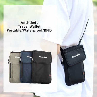 Waterproof RFID Blocking Travel Wallet Passport Holder Small Crossbody Purse