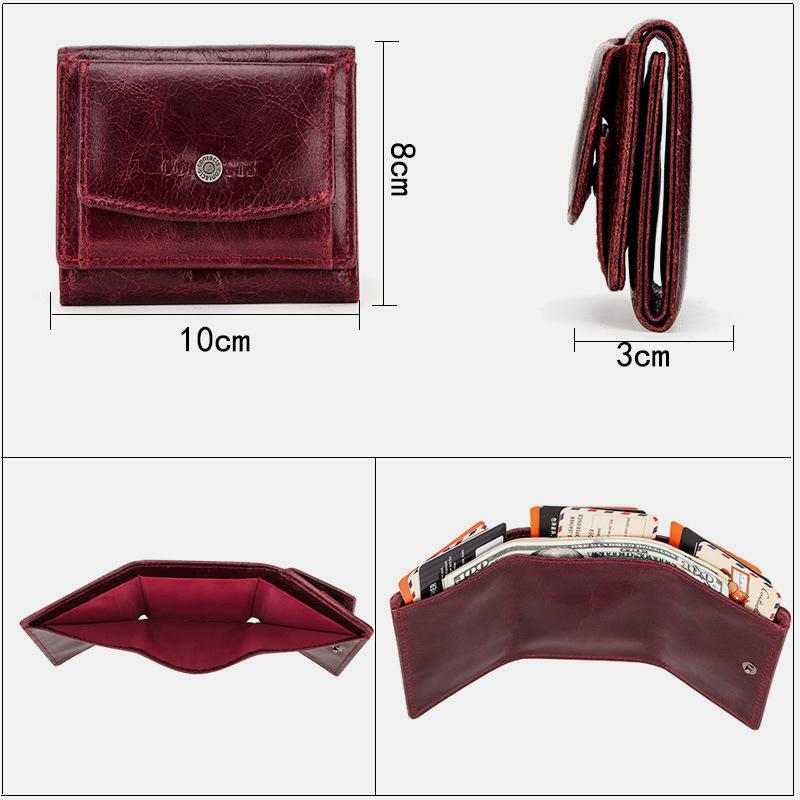 Genuine Leather RFID Anti-theft Small Wallet