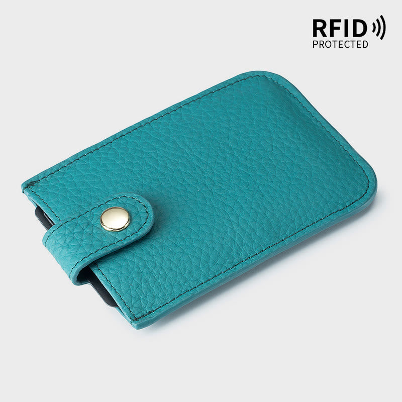 Pull-Out Card Hodler RFID Blocking Genuine Leather Short Purse Wallet