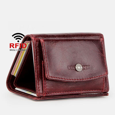 Genuine Leather RFID Anti-theft Small Wallet