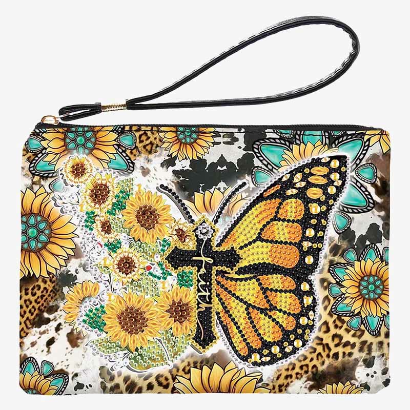 Butterfly and Sunflower Diamond Wristlet Clutch DIY Diamond Art Painting Purses