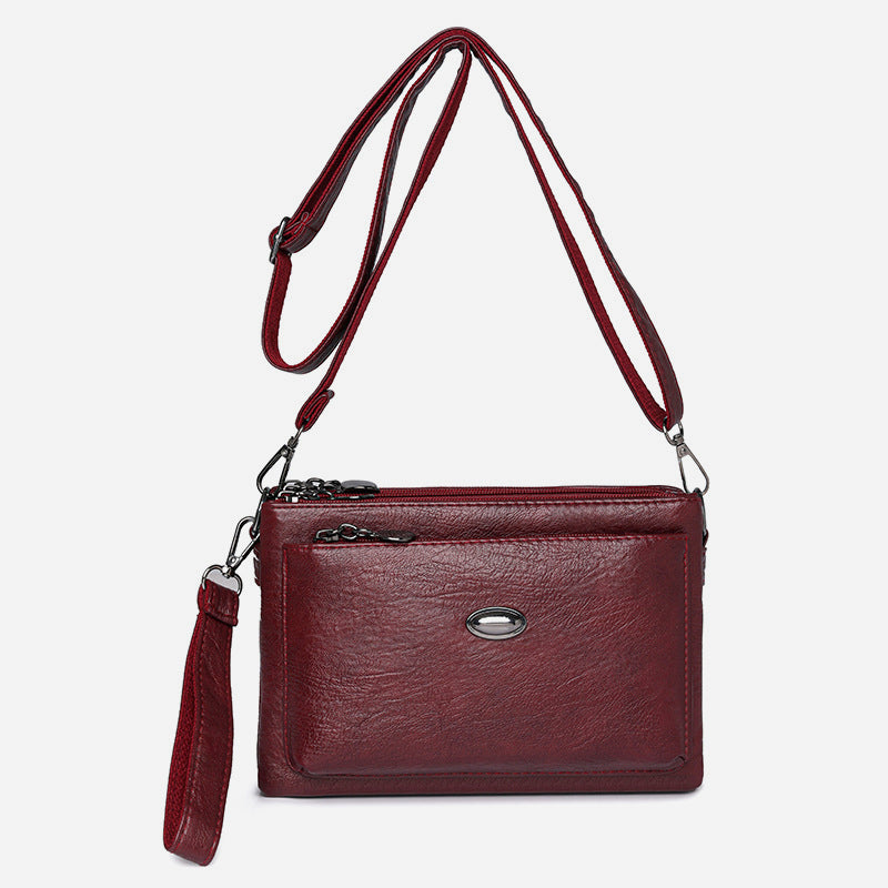 Plain Color Crossbody Bag For Women Vegan Leather Office Purse