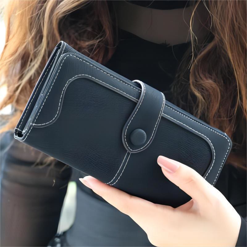 Long Wallet For Women Solid Color Multiple Slot Daily Purse