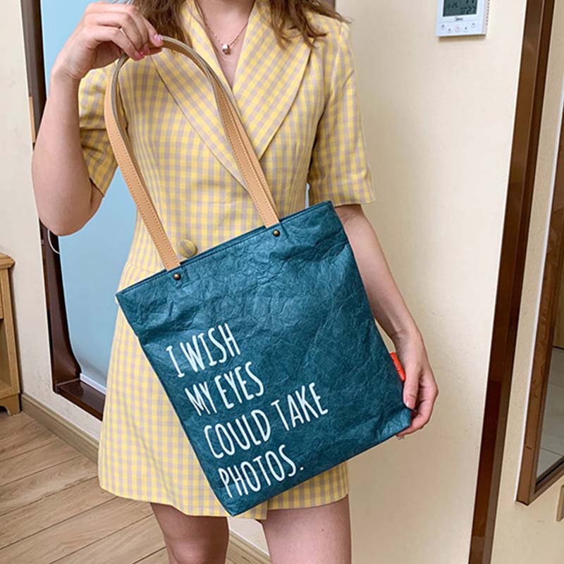 Vintage Eco Friendly Tote Waterproof Kraft Paper Shoulder Bag