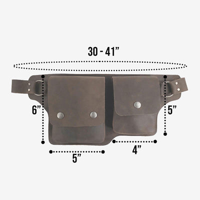 Vintage Cycling Waist Bag Double Main Pocket Leather Belt Pack