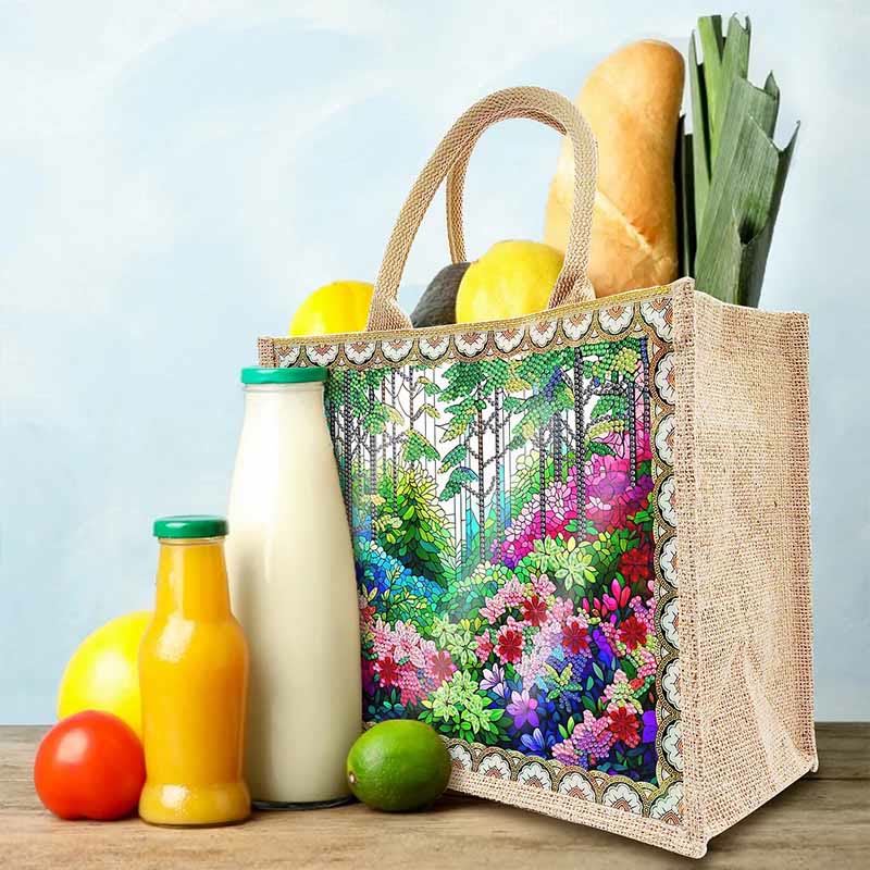 Rainforest DIY Diamond Air Painting Tote Resuable Linen Shoulder Bag