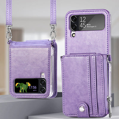 Phone Case For Z Flip3 PU Leather Crossbody Folding Wallet