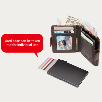 Airtag Wallet Genuine Leather Quick Access Card Holder with Chain