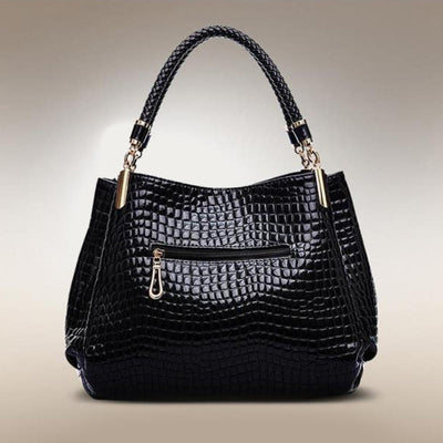 Minimalist Women Top-Handle Bag Crocodile Pattern Vegan Leather Bag