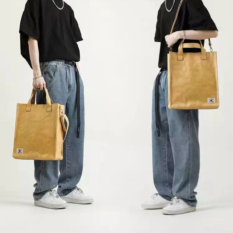 Minimalist Kraft Paper Bag Women Men Eco Friendly Crossbody Bag