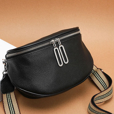 Crossbody Bag For Women Genuine Leather Double Zippers Daily Bag