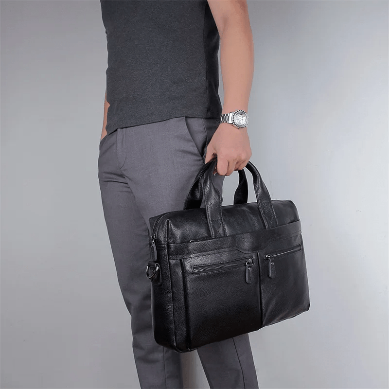 <Shipped within 24 hours> Men Genuine Leather Laptop Bag Briefcase