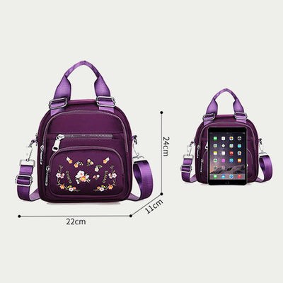 <Shipped within 24 hours> Embroidery Floral Backpack Daypack Crossbody Bag