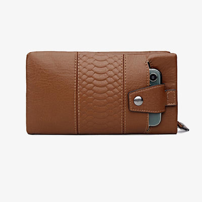 Plain Color Phone Bag Large Capacity Leather Wallet For Women