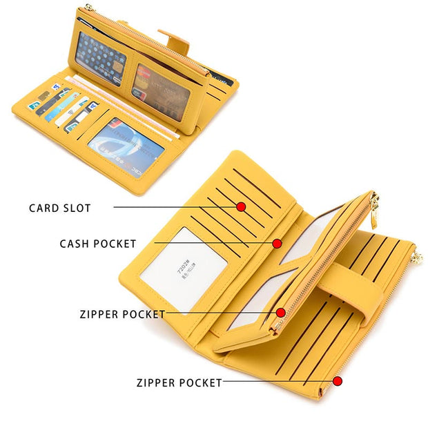 Wallet for Women Leather Zip Wallet Multi-Slot Card Holder