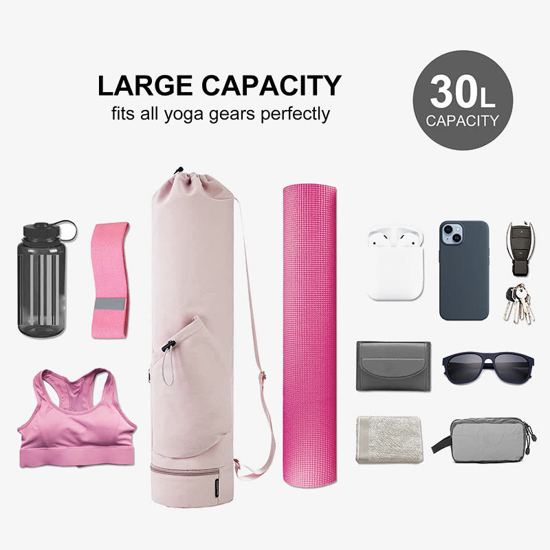 Large Capacity Yoga Mat Bag with Dry Wet Depart Pocket Bottle Holder